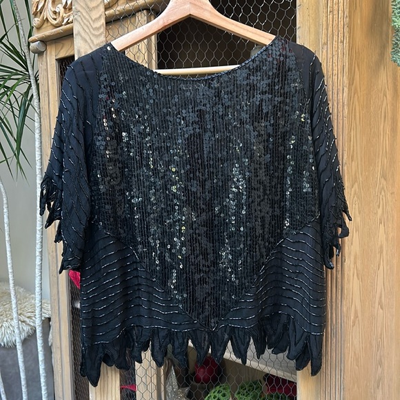 Swee Lo Tops - VIntage Swee Lo Sequin Beaded Silk Blouse